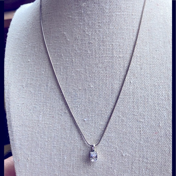 Jewelry - Princess cut sterling silver CZ necklace